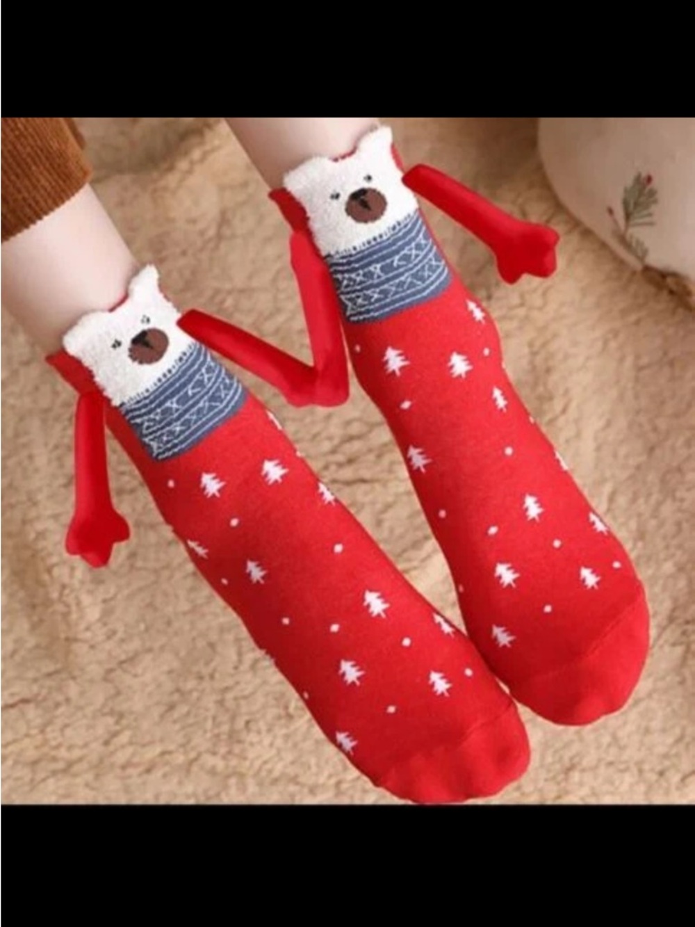 NEW Cute Red Bear Holiday Socks